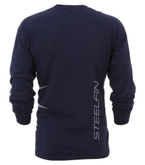 Steelfin Long Sleeve Logo Tee, Navy, Back