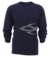 Steelfin Long Sleeve Logo Tee, Navy, Front