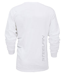 Steelfin Long Sleeve Logo Tee, White, Back
