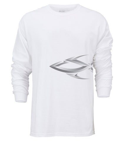 Steelfin Long Sleeve Logo Tee, White, Front