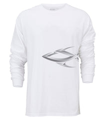 Steelfin Long Sleeve Logo Tee, White, Front