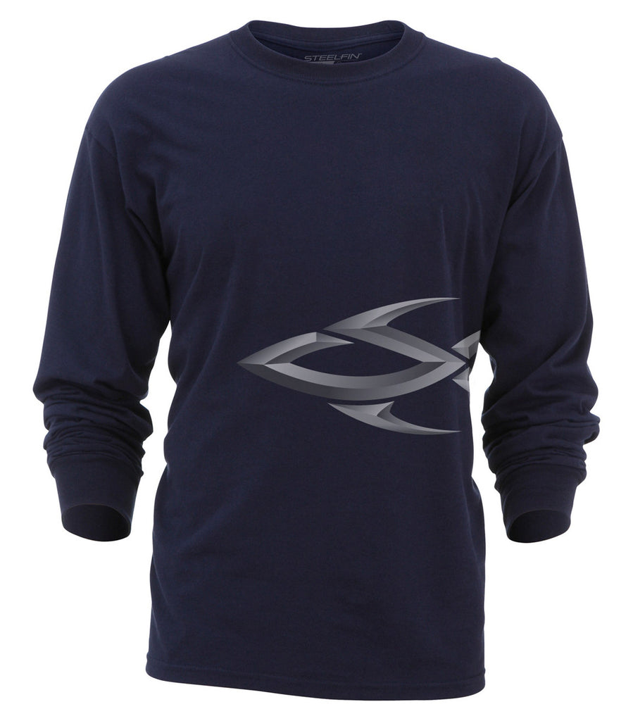 Steelfin Long Sleeve Logo Tee – Navy