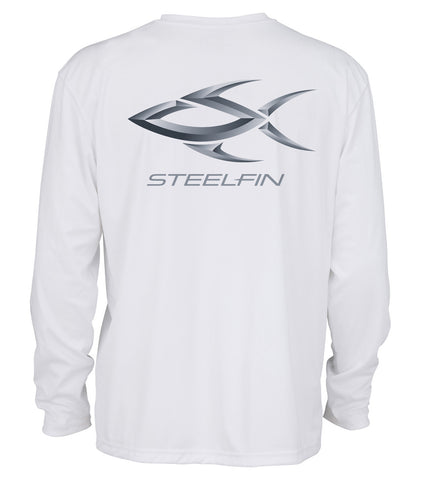 Steelfin Logo Performance Shirt, White, Back